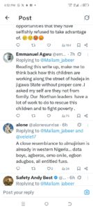 Replies to Mallam Jabeer on X